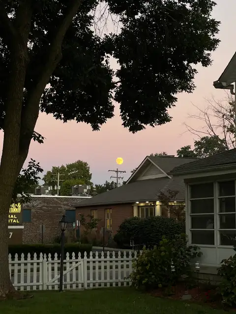 Pink skies and a bright moon to end the day.